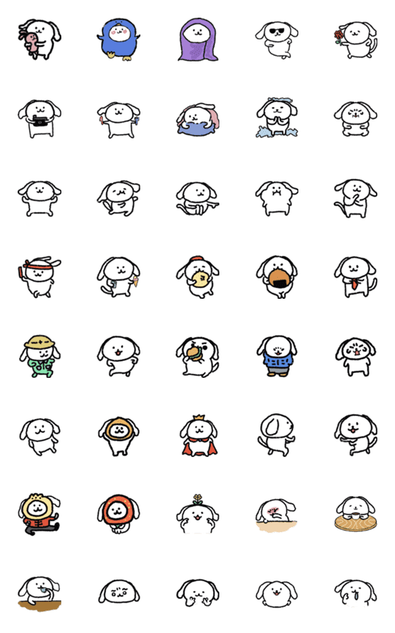 [LINE絵文字]White White puppyの画像一覧