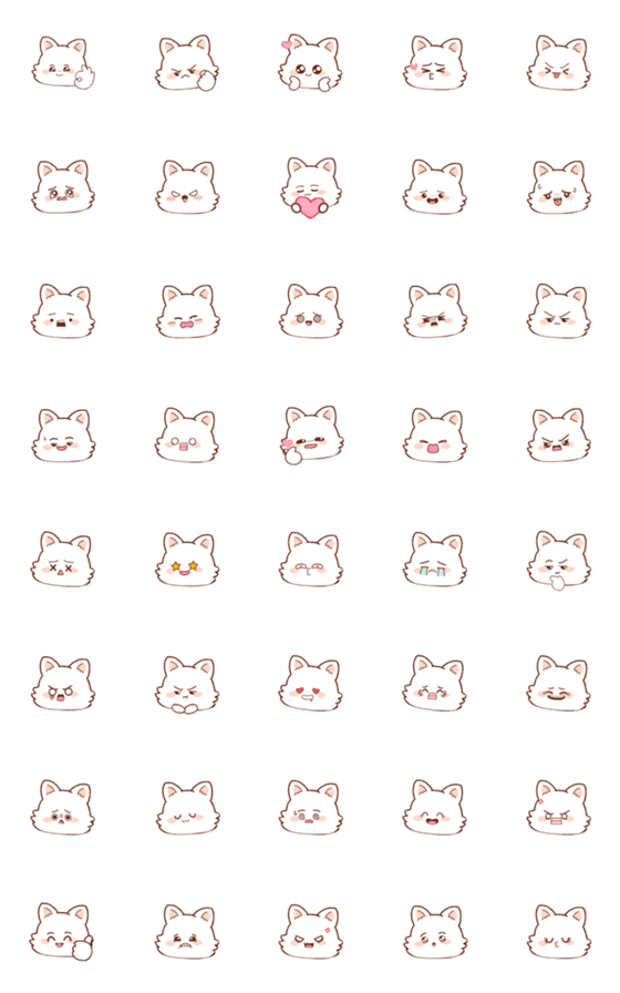 [LINE絵文字]White Fox 6 (Emoji)の画像一覧