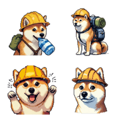 [LINE絵文字] ドット絵 柴犬 災害時に 絵文字の画像