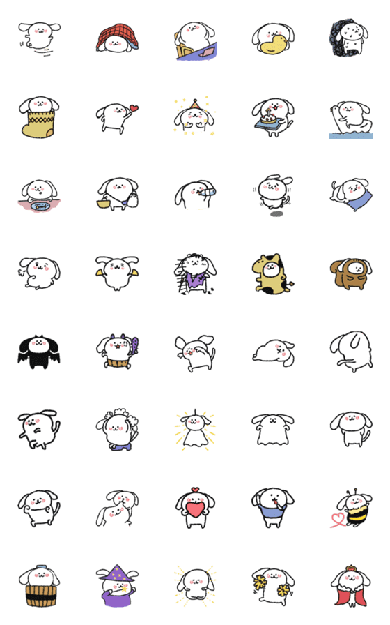 [LINE絵文字]White White puppy3の画像一覧