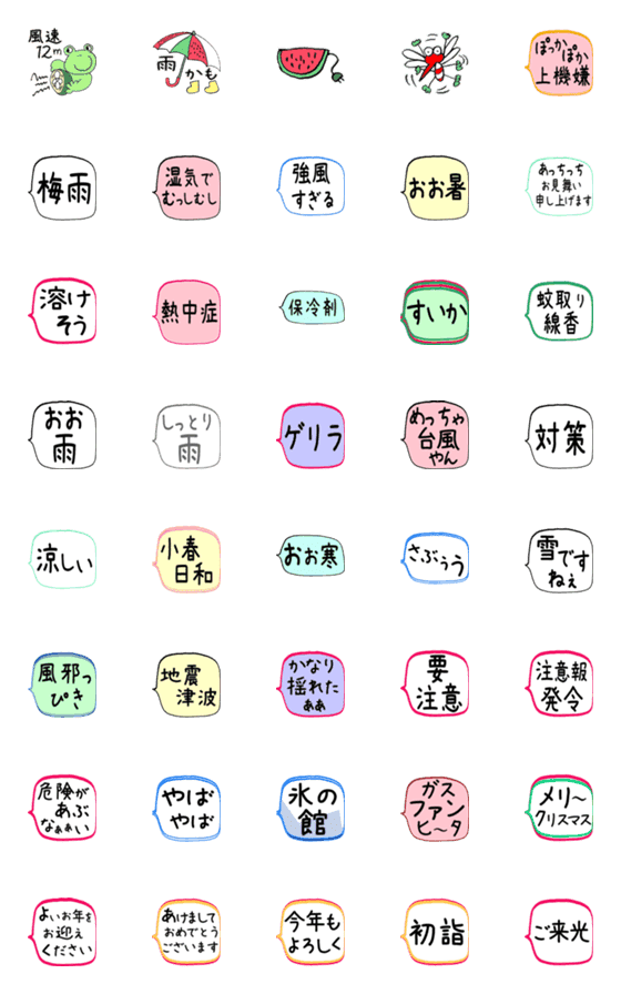 [LINE絵文字]E12 ケロカップルの日常会話 吹出し No.12の画像一覧