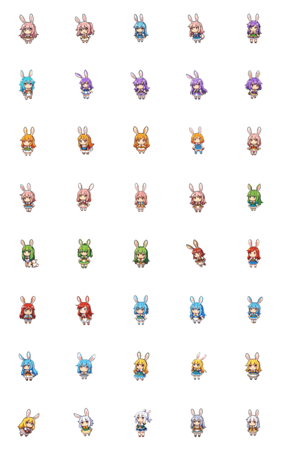 [LINE絵文字]ドット絵 うさ子の詰め合わせ 絵文字 40種の画像一覧