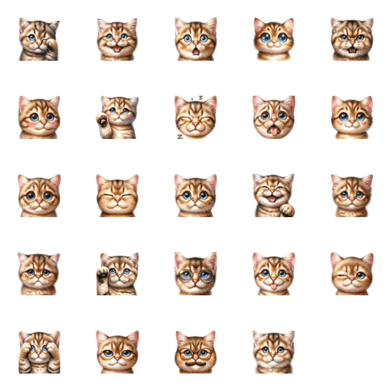 [LINE絵文字]虎斑猫「斑斑」の表情の大集合！の画像一覧