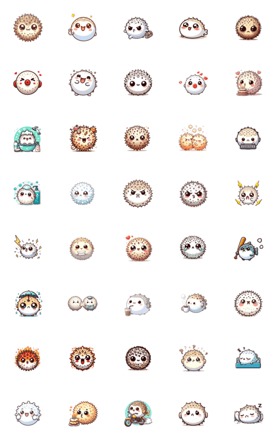 [LINE絵文字]Pufferfish KU-KU's Familyの画像一覧