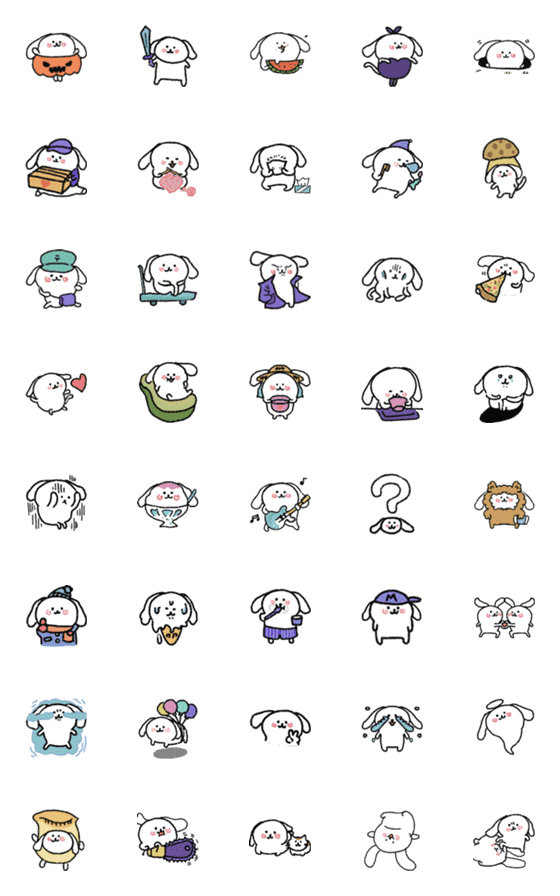 [LINE絵文字]White White puppy4の画像一覧