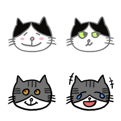 [LINE絵文字] Cow cat ＆ tabby cat facesの画像