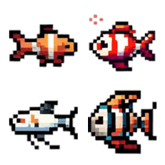 [LINE絵文字] 魚のドット絵1の画像