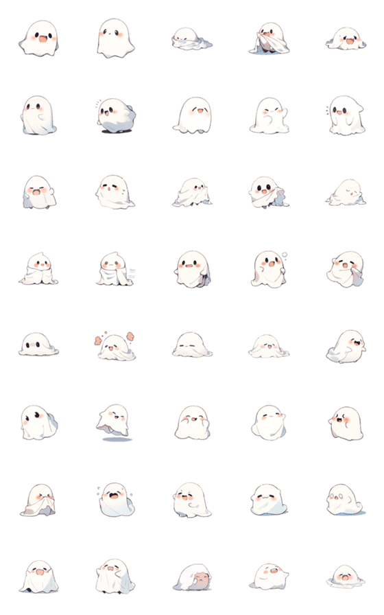 [LINE絵文字]cute little ghost emojiの画像一覧