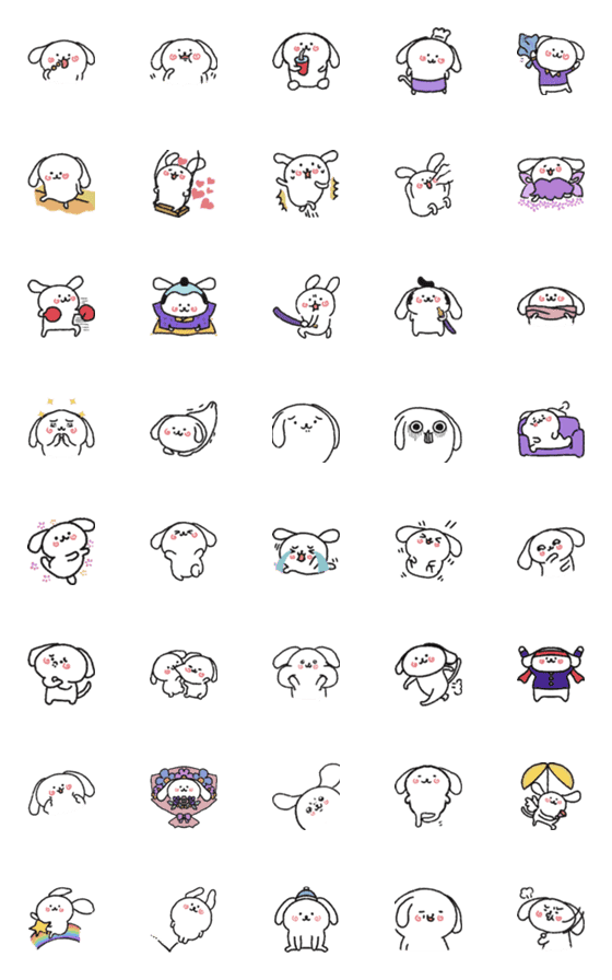 [LINE絵文字]White White puppy6の画像一覧