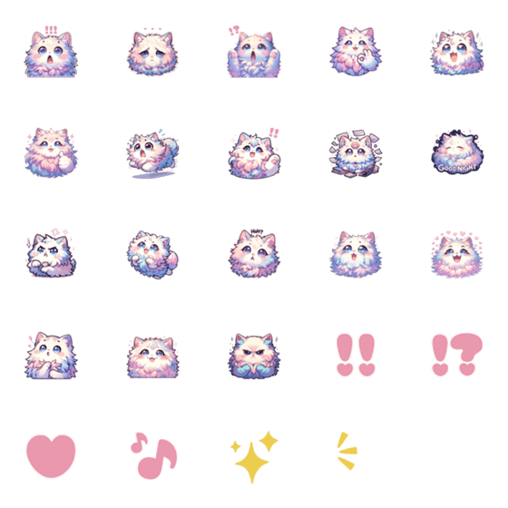 [LINE絵文字]パステルカラーのかわいい子猫 絵文字の画像一覧