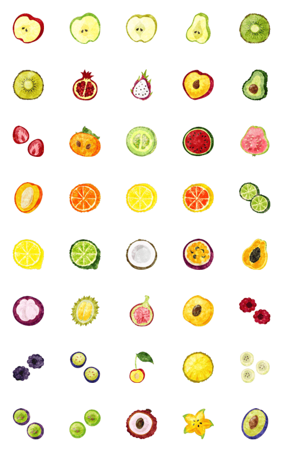 [LINE絵文字]Fruits Emoji 2024 -cross section-の画像一覧