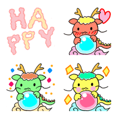 [LINE絵文字] Happy new year cute five-colored dragonsの画像