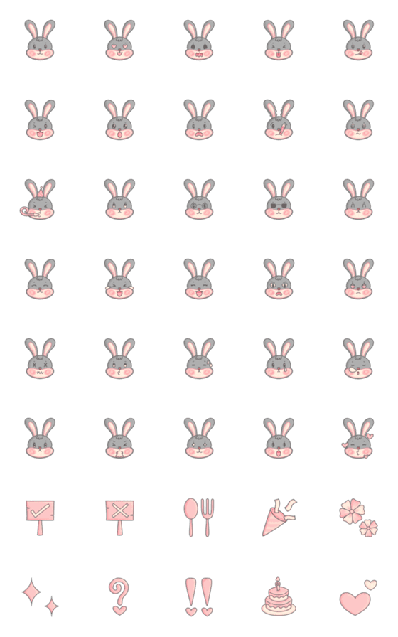 [LINE絵文字]Gray Bunny =]の画像一覧