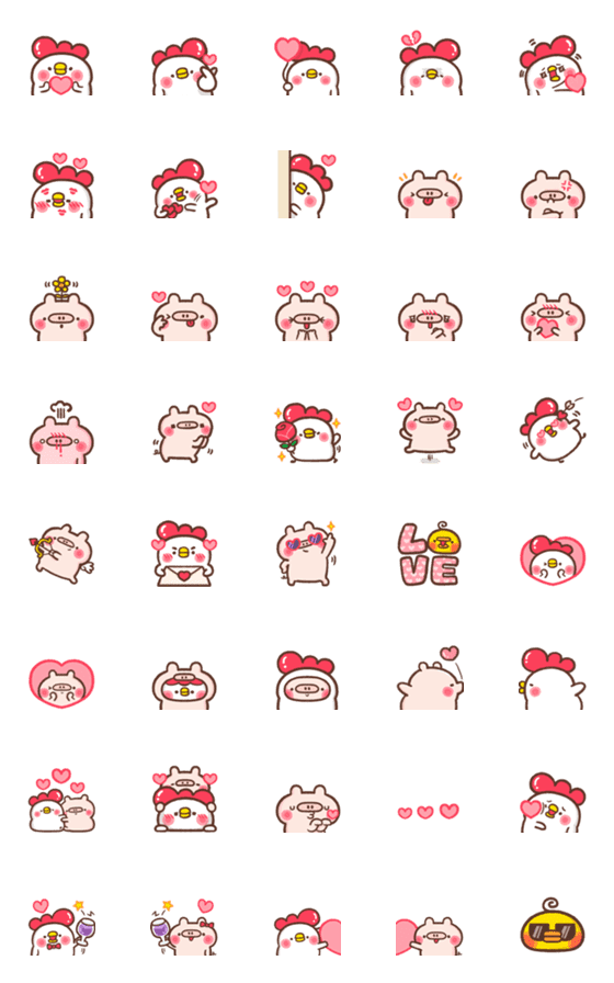 [LINE絵文字]bibi popcorn Emoji No.3-Valentine's Dayの画像一覧