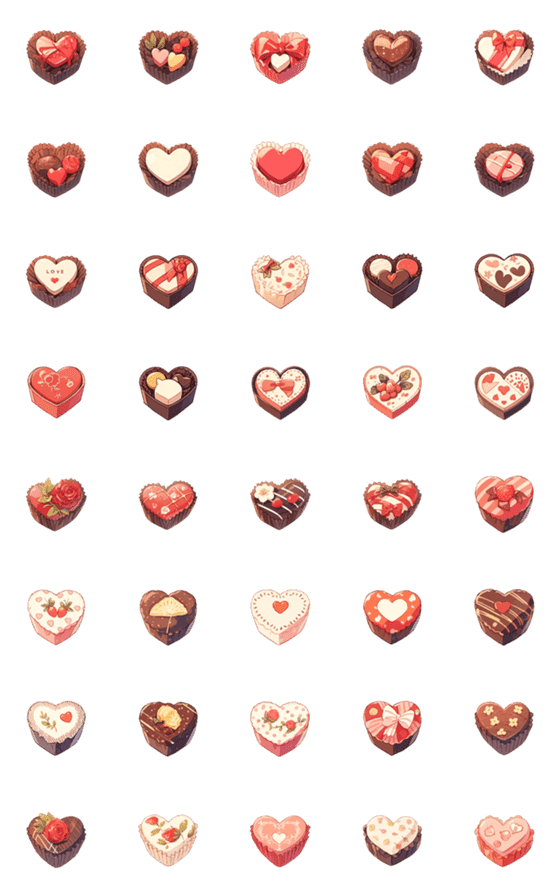 [LINE絵文字]Valentine's Day Heart-shaped Chocolateの画像一覧