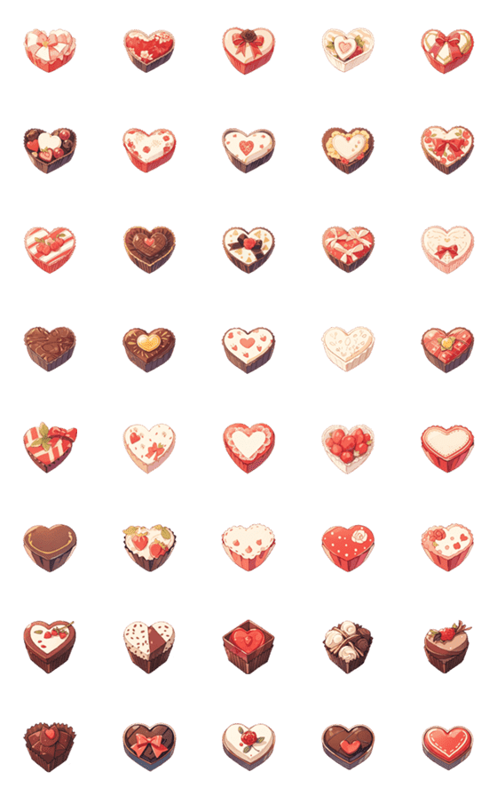 [LINE絵文字]Valentine's Day Heart-shaped Chocolate 2の画像一覧