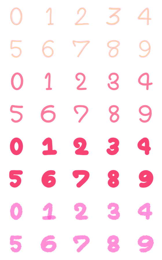 [LINE絵文字]color numbers of loveの画像一覧