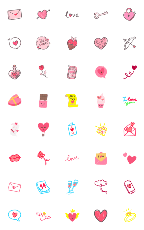 [LINE絵文字]Valentine's Day Romantic Cute emojiの画像一覧