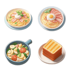 [LINE絵文字] パスタとサラダ 絵文字の画像