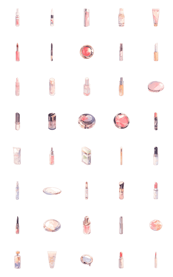 [LINE絵文字]skincare products and cosmeticsの画像一覧