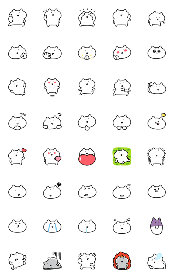 [LINE絵文字]◯動く▶ゆるいねこ5◯の画像一覧