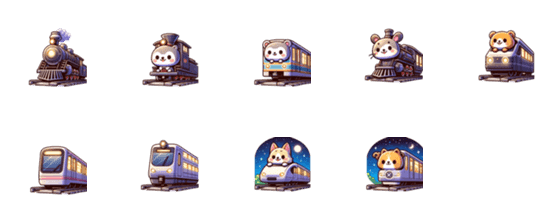 [LINE絵文字]かわいい動物と電車の絵文字の画像一覧