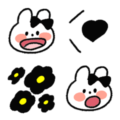 [LINE絵文字] 普通のうさぎちゃんブラック黒の画像