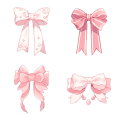 [LINE絵文字] Cute pink ribbonの画像