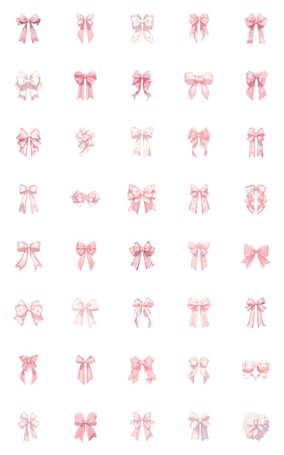 [LINE絵文字]Cute pink ribbonの画像一覧