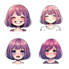 [LINE絵文字] Violet, lovely girl, expression emojiの画像