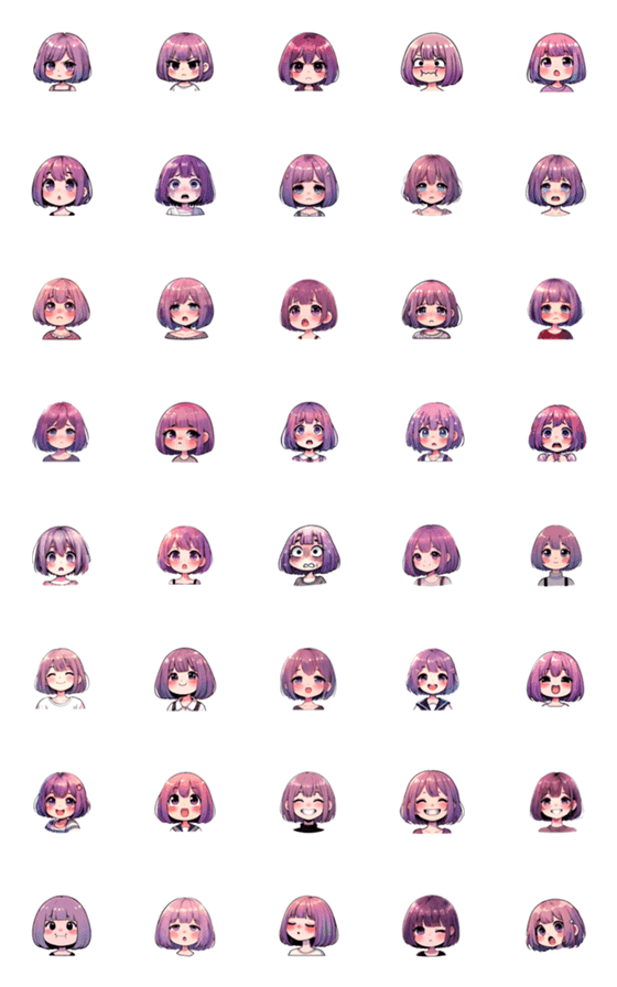 [LINE絵文字]Violet, lovely girl, expression emojiの画像一覧