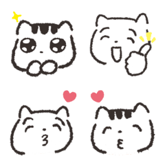 [LINE絵文字] Stripedcat ＆ blacktailcat everyday emojiの画像