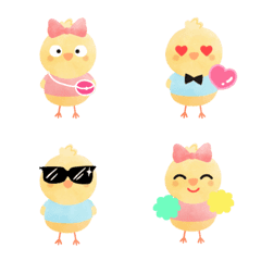 [LINE絵文字] water color yellow chick emojiの画像