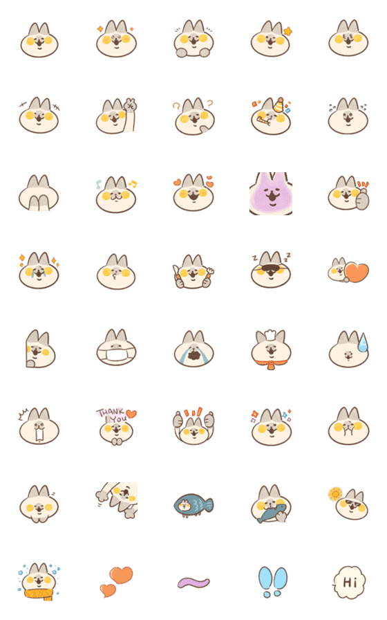 [LINE絵文字]smart Siamesecat emojiの画像一覧