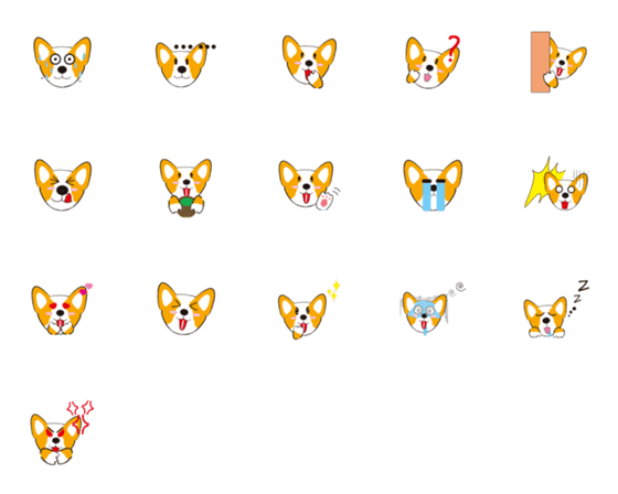 [LINE絵文字]Various emoticons of Corgiの画像一覧