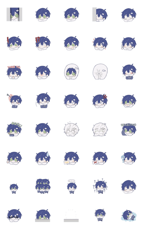 [LINE絵文字]Blue Hair Anime Boyの画像一覧