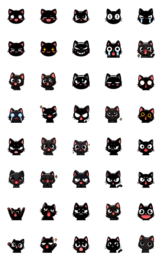 [LINE絵文字]Black Cat Dynamic Expression Stickersの画像一覧