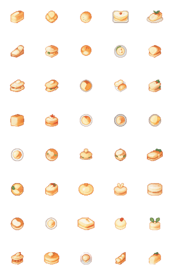 [LINE絵文字]食べ物のドット絵の絵文字1の画像一覧