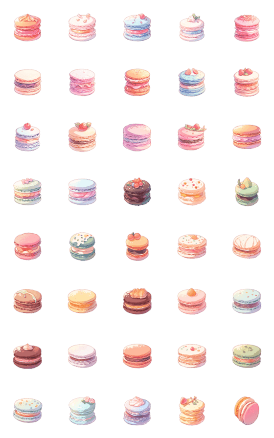 [LINE絵文字]colorful macaronsの画像一覧