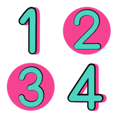 [LINE絵文字] Numbers emoji : pink mintの画像