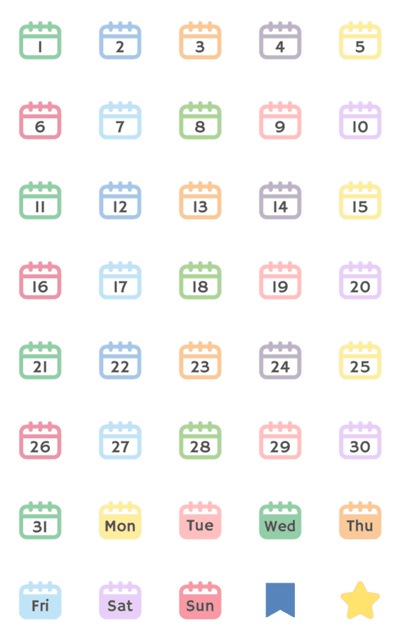 [LINE絵文字]Calendar [ Dates ＆ Days ]の画像一覧