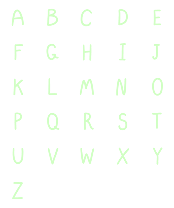 [LINE絵文字]A-Z Pastel Green V.1の画像一覧