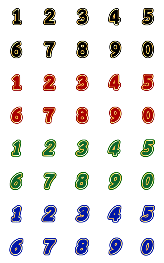 [LINE絵文字]Classic number gold emoji 4の画像一覧