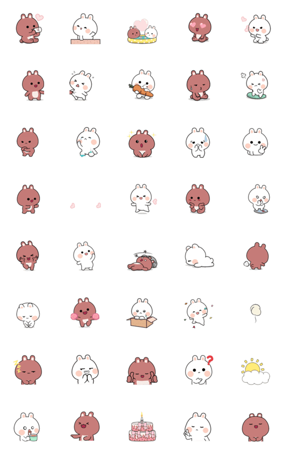 [LINE絵文字]Funny Bunny Love animated emojiの画像一覧