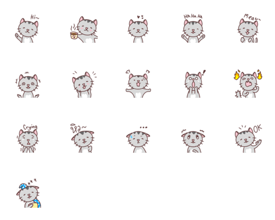 [LINE絵文字]Meaw Meaw Cuteの画像一覧