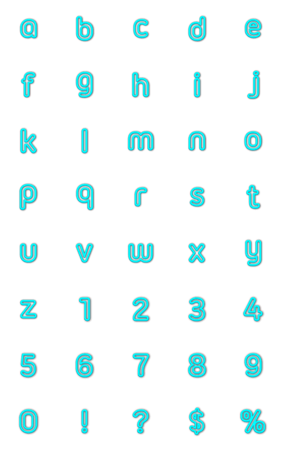 [LINE絵文字]Blue Neon Typography emoji 2の画像一覧