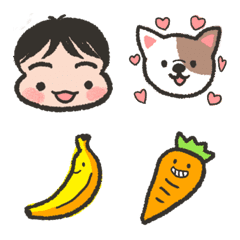 [LINE絵文字] 赤ちゃんたいたいと犬と食べもの絵文字の画像