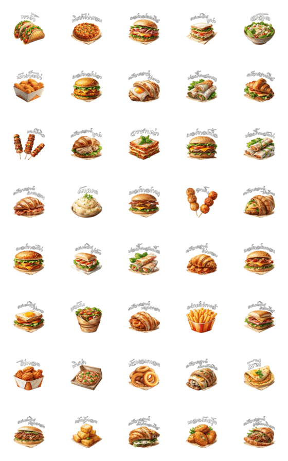 [LINE絵文字]Fast Food Menu : Eat Deliciously (Emoji)の画像一覧