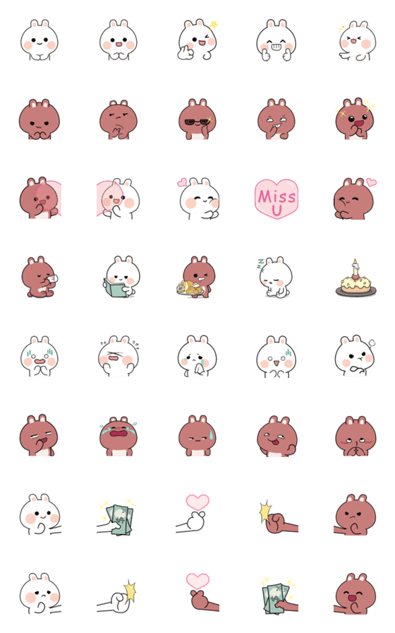 [LINE絵文字]Funny Bunny Love Emojiの画像一覧