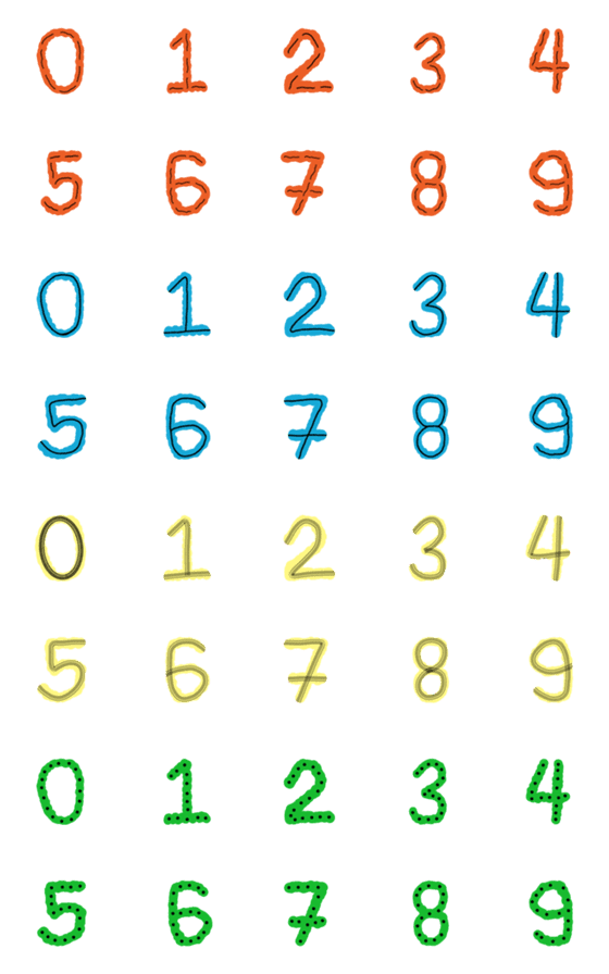 [LINE絵文字]bright colored numbersの画像一覧